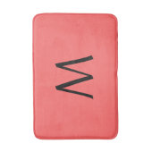Blush Pink Peach Zwart Monogram Badmat (Voorkant Verticaal)