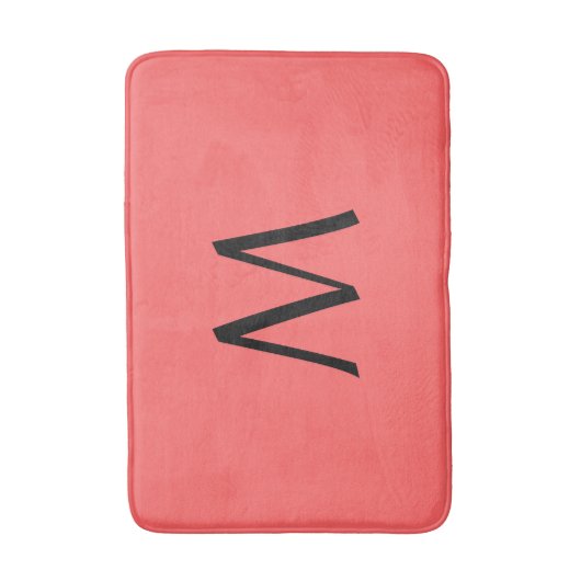 Blush Pink Peach Zwart Monogram Badmat (Voorkant Verticaal)