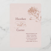 Blush Pink Pearl Botanical Folie Uitnodiging (Voorkant)