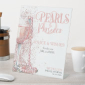 Blush Pink Pearls en Prosecco Advies Wensen Reclamebord Met Voetstuk (Insitu)