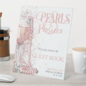 Blush Pink Pearls en Prosecco gastenboektafel Reclamebord Met Voetstuk (Insitu)