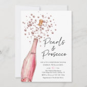 Blush Pink Pearls en Prosecco Vrijgezellenfeest Kaart (Voorkant)