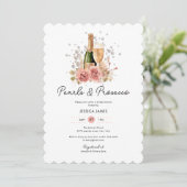 Blush Pink Pearls & Prosecco Vrijgezellenfeest Kaart (Staand voorkant)