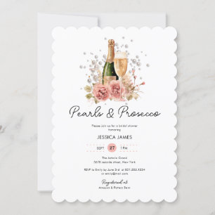Blush Pink Pearls & Prosecco Vrijgezellenfeest Kaart
