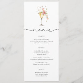 Blush Pink Pearls & Prosecco Wildflower Menu Kaart
