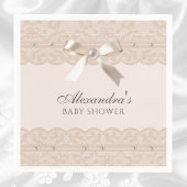 Blush Pink Pearls Satijn Bow Lace Baby shower Servet