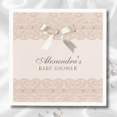 Blush Pink Pearls Satijn Bow Lace Baby shower Servet