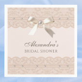 Blush Pink Pearls Satijn Bow Lace Vrijgezellenfees Servet