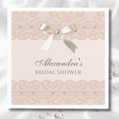 Blush Pink Pearls Satijn Bow Lace Vrijgezellenfees Servet