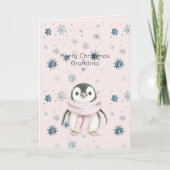 Blush Pink Penguin Snowflakes Christmas Kaart (Voorkant)