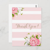 Blush Pink Peonie Floral Bedankt briefkaarten (Voorkant / Achterkant)