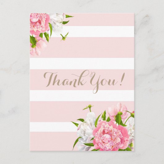Blush Pink Peonie Floral Bedankt briefkaarten (Voorkant)