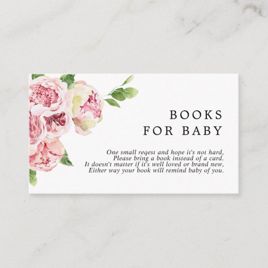 Blush Pink Peonies Book for Baby Enclosure Kaart (Voorkant)