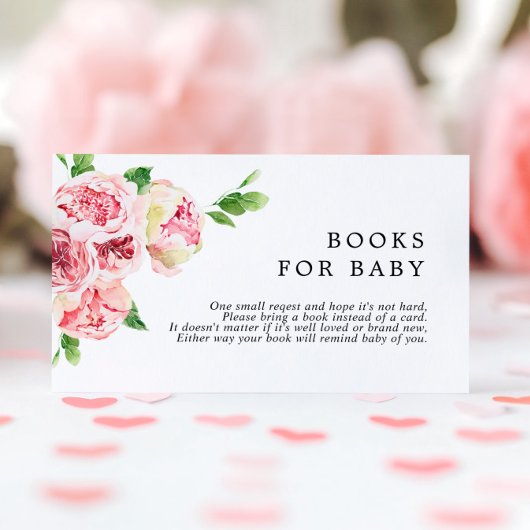 Blush Pink Peonies Book for Baby Enclosure Kaart