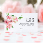 Blush Pink Peonies Diaper Raffle Enclosure Kaart