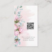 Blush Pink Peonies en Greenery QR Info Code Visitekaartje (Voorkant)