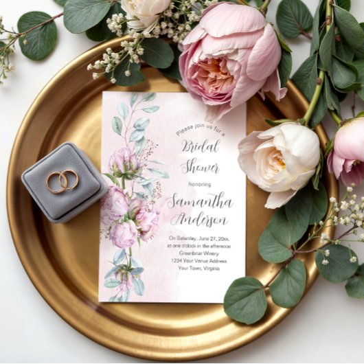 Blush Pink Peonies en Greenery Vrijgezellenfeest Kaart