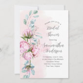 Blush Pink Peonies en Greenery Vrijgezellenfeest Kaart (Voorkant)