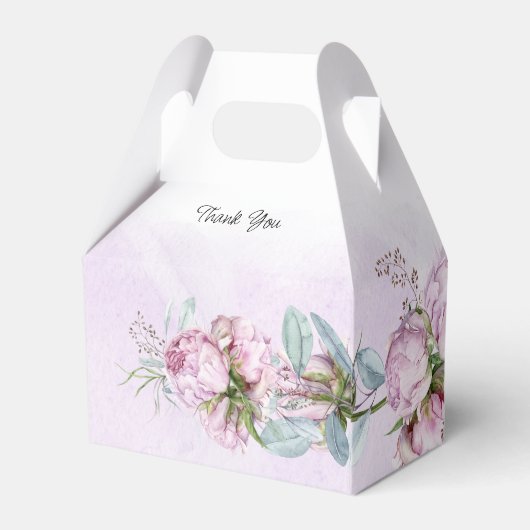 Blush Pink Peonies en Sage Greenery Wedding Favor Bedankdoosjes (Achterkant)