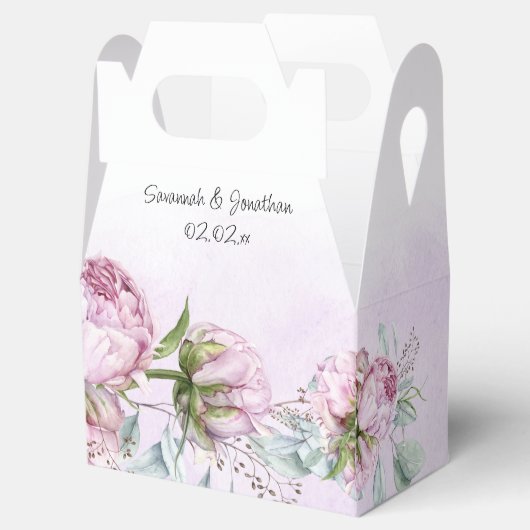 Blush Pink Peonies en Sage Greenery Wedding Favor Bedankdoosjes (Geopend)