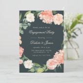 Blush Pink Peonies & Eucalyptus Engagement Party Kaart (Staand voorkant)
