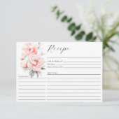 Blush Pink Peonies Floral Vrijgezellenfeest RECEPT Informatiekaartje (Staand voorkant)