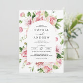 Blush Pink Peonies Flowers Weddenschap Kaart (Staand voorkant)