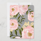 Blush Pink Peonies Grey Bachelorette Party Kaart (Achterkant)