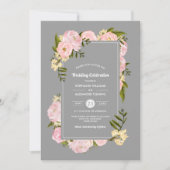 Blush Pink Peonies Grey Waterverf Weddenschap Kaart (Voorkant)