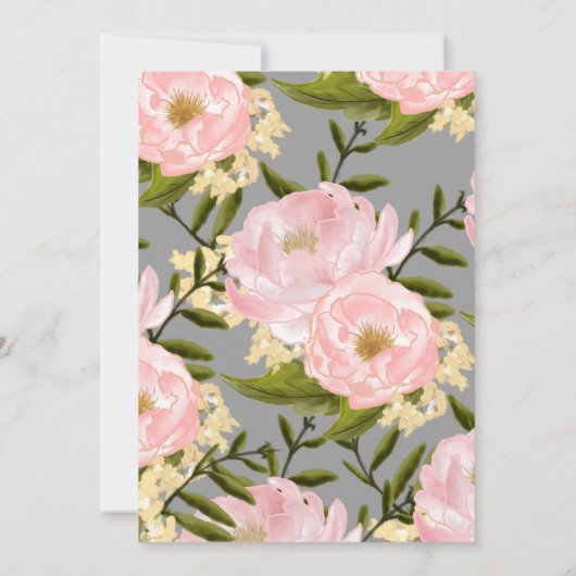 Blush Pink Peonies Grey Waterverf Weddenschap Kaart (Achterkant)