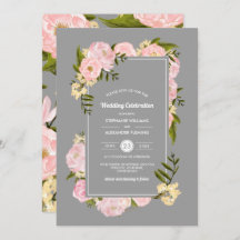 Blush Pink Peonies Grey Waterverf Weddenschap