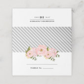 Blush Pink Peonies | Grijze strepen Plaatskaartje (Buitenkant ongevouwen)