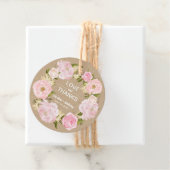 Blush Pink Peonies Kraft Paper Weddenschap Harteli Bedankjes Labels (In situ)