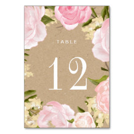 Blush Pink Peonies Kraft Paper Weddenschap Kaart
