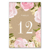Blush Pink Peonies Kraft Paper Weddenschap Kaart (Achterkant)