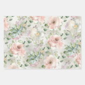 Blush Pink Peonies Succulents & Eucalyptus Vines Inpakpapier Vel (Voorkant 3)