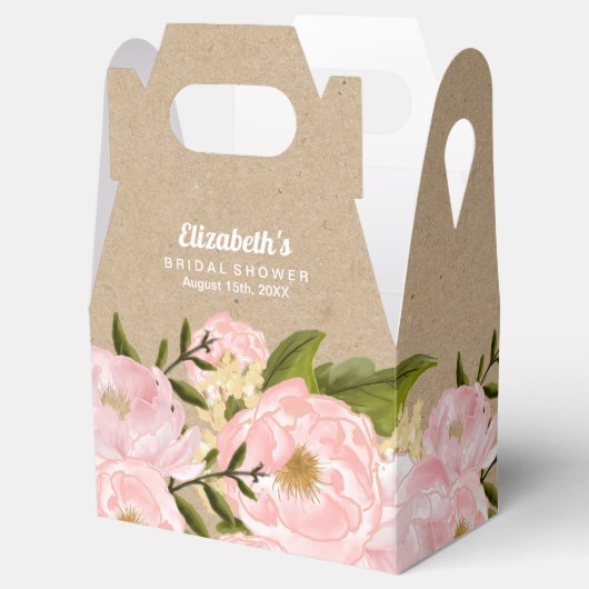 Blush Pink Peonies Vrijgezellenfeest Favor Boxes Bedankdoosjes (Geopend)