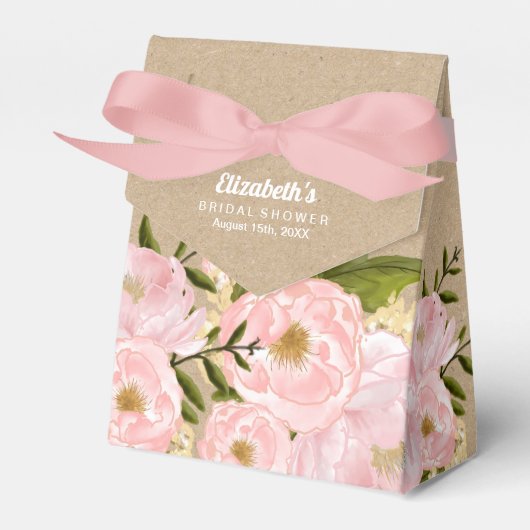 Blush Pink Peonies Vrijgezellenfeest Favor Boxes Bedankdoosjes (Voorkant Zijde)