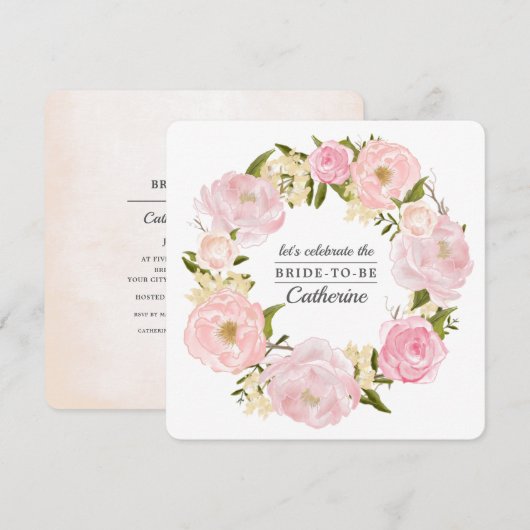 Blush Pink Peonies Vrijgezellenfeest Kaart (Voorkant / Achterkant)