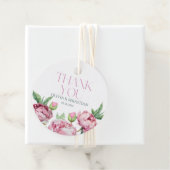 Blush Pink Peonies Waterverf Dank u Bedankjes Labels (In situ)