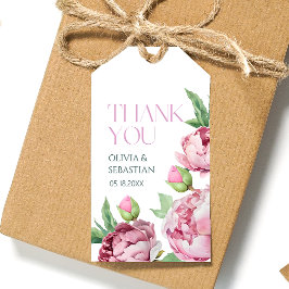 Blush Pink Peonies Waterverf Dank u Cadeaulabel