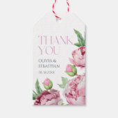 Blush Pink Peonies Waterverf Dank u Cadeaulabel (Voorkant)