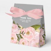 Blush Pink Peonies Waterverf Gray Weddenschap Bedankdoosjes (Voorkant Zijde)