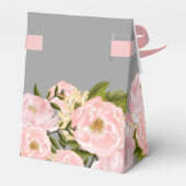 Blush Pink Peonies Waterverf Gray Weddenschap Bedankdoosjes (Achterkant)