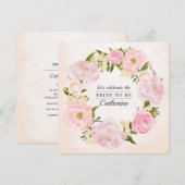 Blush Pink Peonies Waterverf Vrijgezellenfeest Kaart (Voorkant / Achterkant)