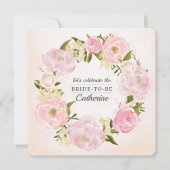 Blush Pink Peonies Waterverf Vrijgezellenfeest Kaart (Voorkant)