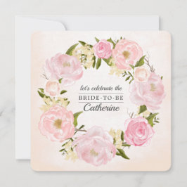 Blush Pink Peonies Waterverf Vrijgezellenfeest Kaart