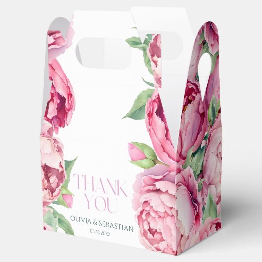 Blush Pink Peonies Waterverf Weddenschap Bedankdoosjes (Geopend)