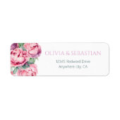 Blush Pink Peonies Waterverf Weddenschap Etiket (Voorkant)