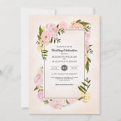 Blush Pink Peonies Waterverf Weddenschap Kaart (Voorkant)